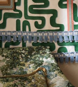Kaleidoscope Tasseled Border Trimming by Samuel & Sons Porcelain Blue