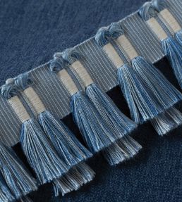 Kaleidoscope Tasseled Border Trimming by Samuel & Sons Porcelain Blue