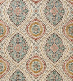 Karabali Fabric by Nina Campbell Teal/Russet/Ochre