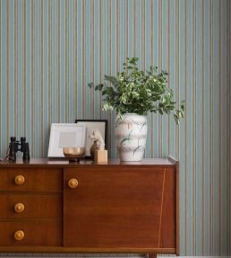 Kemble Stripe Wallpaper by Josephine Munsey Spruce, Cobber and Dew