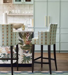 Kendra Stripe Fabric by Jane Churchill Aqua/Copper