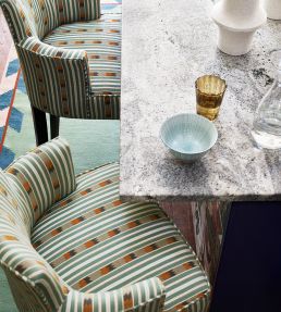 Kendra Stripe Fabric by Jane Churchill Aqua/Copper