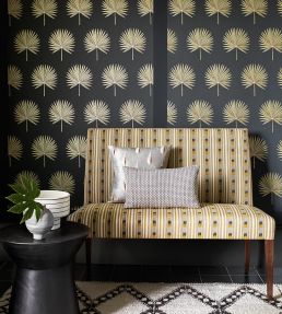 Kendra Stripe Fabric by Jane Churchill Ochre/Charcoal