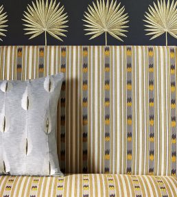 Kendra Stripe Fabric by Jane Churchill Ochre/Charcoal