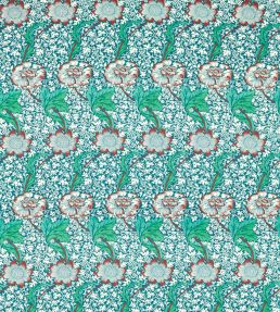 Kennet Fabric by Morris & Co Aqua/Pink