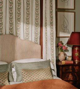 Kepple Stripe Fabric by Colefax and Fowler Tomato