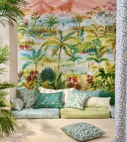 Kerala Mural by Clarke & Clarke Teal