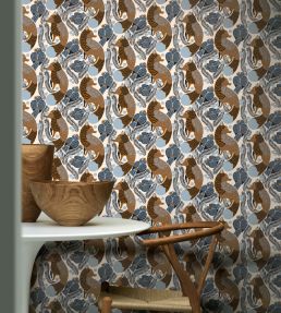 Ketunmarja Wallpaper by Marimekko Blue/Brown