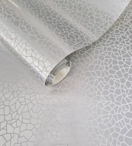 Kew Foil Wallpaper by 1838 Wallcoverings Silver Metallic