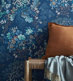 Kilburn's Coral Wallpaper by 1838 Wallcoverings Ocean Blue