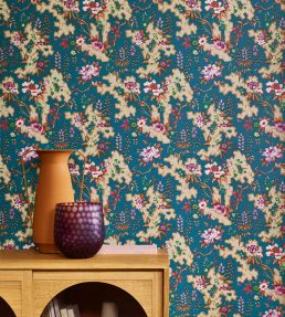 Kilburns Maze Wallpaper by 1838 Wallcoverings Prussian Blue