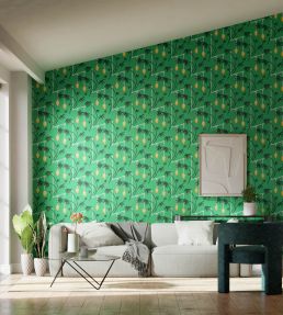 Kimiko Wallpaper by Harlequin Bottle Green / Chartreuse