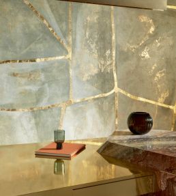 Kintsugi eclat Mural by Elitis Green/Gold