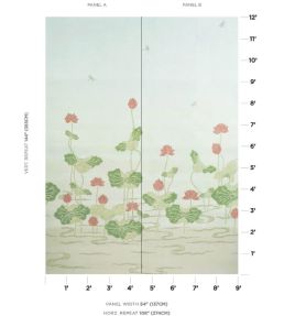 Kireina Lotus Panel Set Mural by Schumacher Coral Ivory