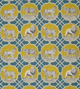 Kitty Cat Fabric by Jim Thompson No.9 Teal