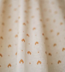 Kokoshnik Printed Voile Linen Fabric by Volga Linen Old Gold/Oyster