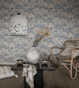 Kristoffer Wallpaper by Sandberg Misty Blue