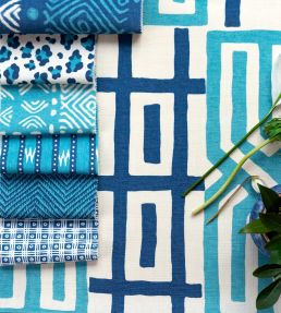 Kuba Fabric by Titley and Marr Teal & Terracotta