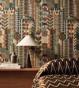 Kuparr Wallpaper by Harlequin Evergreen/Terracotta