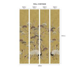 Kyoto Blossom Mural by 1838 Wallcoverings Golden Yellow