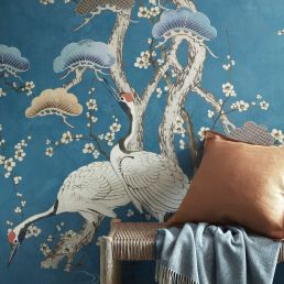 Kyoto Blossom Mural by 1838 Wallcoverings Prussian Blue