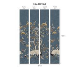 Kyoto Blossom Mural by 1838 Wallcoverings Prussian Blue