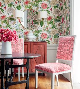 Labyrinth Velvet Fabric by Thibaut Coral