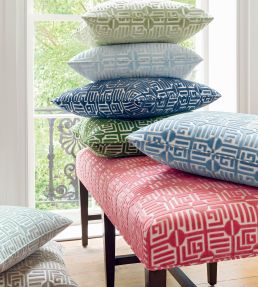 Labyrinth Velvet Fabric by Thibaut Coral