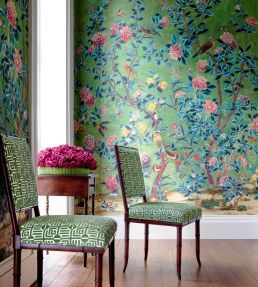 Labyrinth Velvet Fabric by Thibaut Blue