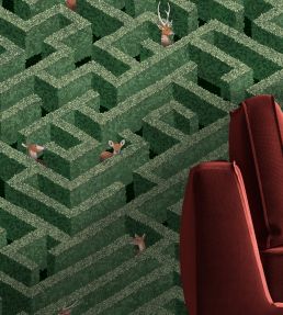 Labyrinth With Deers Wallpaper by Josephine Munsey Green