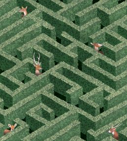 Labyrinth With Deers Wallpaper by Josephine Munsey Green