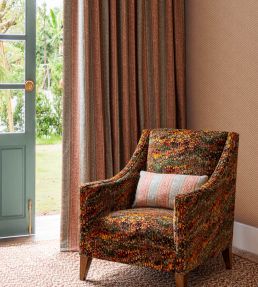 Ladbroke Stripe Fabric by Mulberry Home Teal/Red
