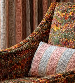 Ladbroke Stripe Fabric by Mulberry Home Teal/Red