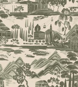 Lake Como Wallpaper by Sandberg Forest Green