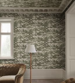 Lake Como Wallpaper by Sandberg Forest Green