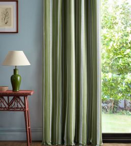Latimer Stripe Fabric by Sanderson Avocado/Indigo