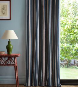 Latimer Stripe Fabric by Sanderson Indigo/Madder