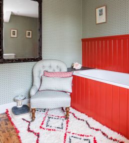 Lattice Cane Cushion 50 x 25cm by Barneby Gates Olive/Red