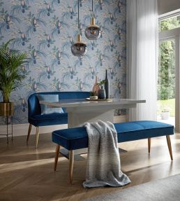 Le Toucan Wallpaper by 1838 Wallcoverings Pale Blue