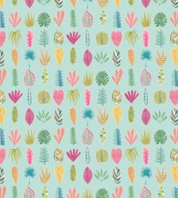 Leaf Boogie Wallpaper by Ohpopsi Aqua & Raspberry