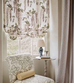 Leaf Damask Fabric by Colefax and Fowler Aqua