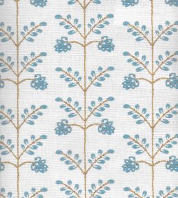 Leaf Trellis Fabric by Kate Medlicott Antique Blue