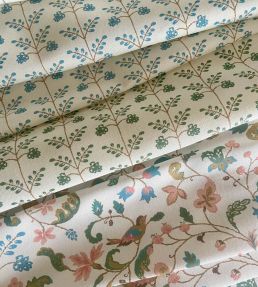 Leaf Trellis Fabric by Kate Medlicott Antique Blue