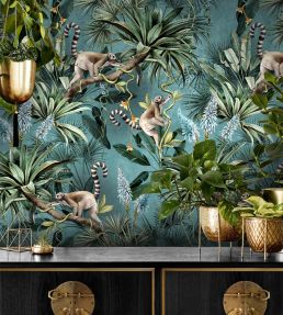 Leaping Lemurs Wallpaper by Avalana Teal