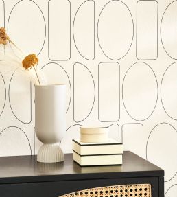 Legerete Wallpaper by Casadeco Beige / Noir Fusain