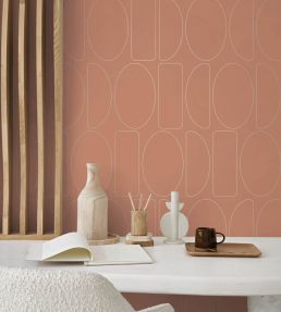 Legerete Wallpaper by Casadeco Terracotta