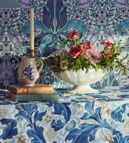 Leicester Velvet Fabric by Morris & Co Cosmo Pink/Indigo