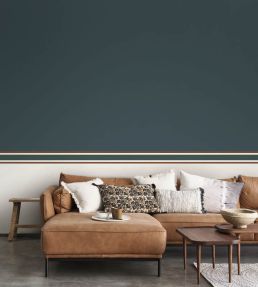 L Elegante Border Wallpaper by Casadeco Bleu Petrole / Cacao