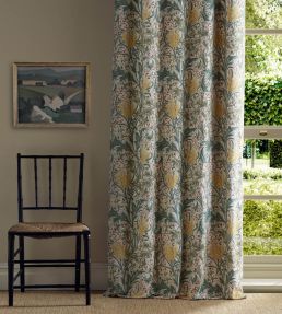 Lent Lily Embroidery Fabric by Morris & Co Artichoke/Weld