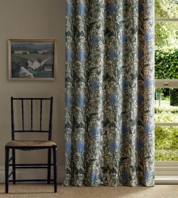 Lent Lily Embroidery Fabric by Morris & Co Forest/Cornflower Blue